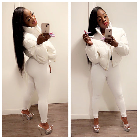 Bo$$ Type Puff Jacket (Matte White)