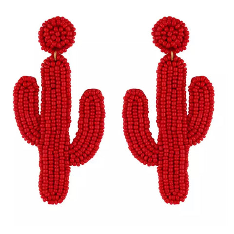 Red Cactus Earrings